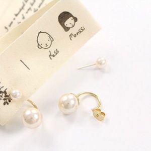 Pearl Drop Stud Earrings two way Gold 925 Silver
